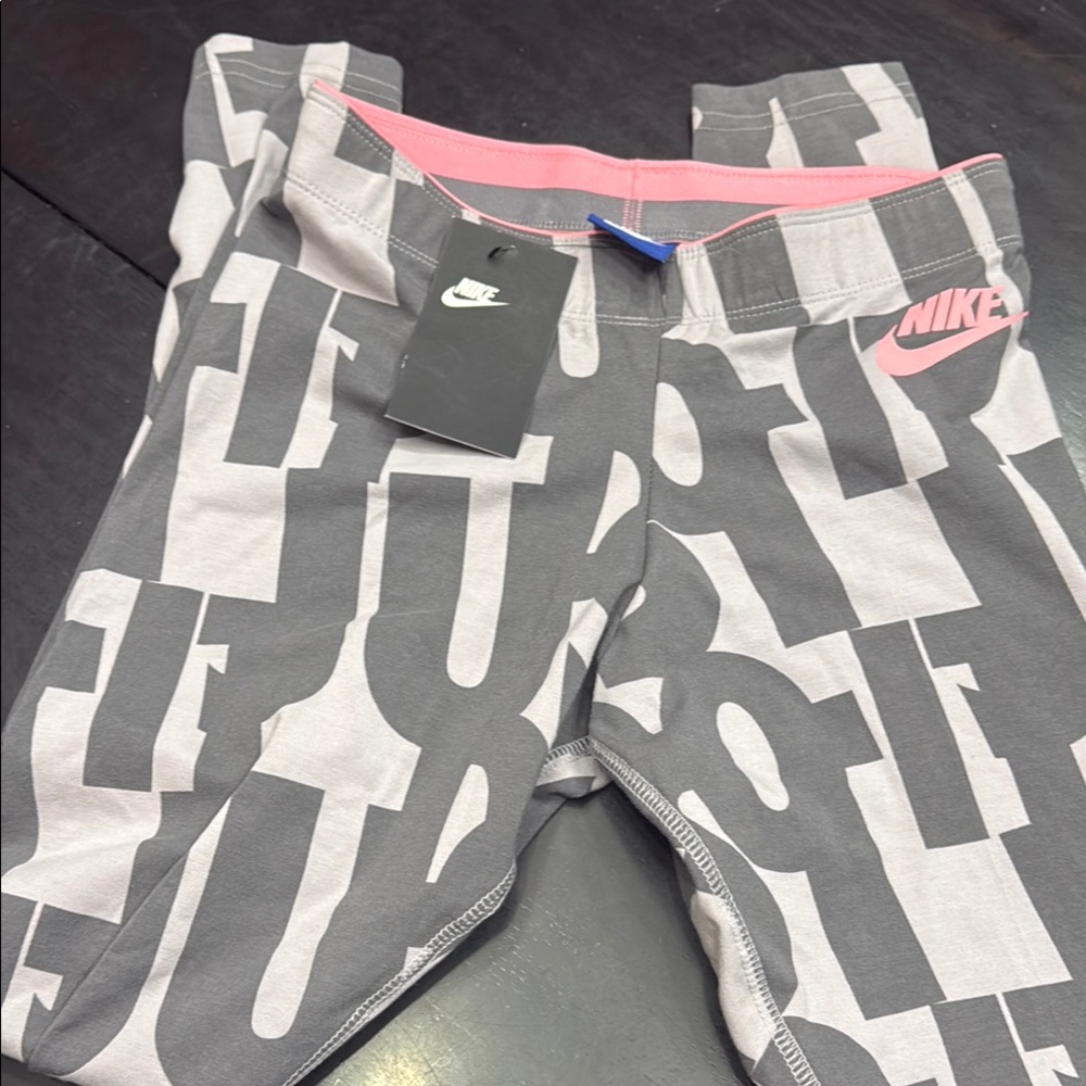 Nike Kids Gray and Pink Leggings